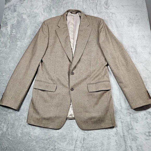 Paul Stuart II Sport Coat Mens 42 Long Brown Wool Plaid Blazer Jacket Union Made